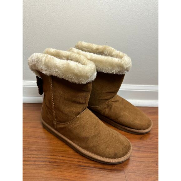 Sonoma Lifestyle Girls 5 Medium Brown Winter Boots with Bows - Picture 3 of 11